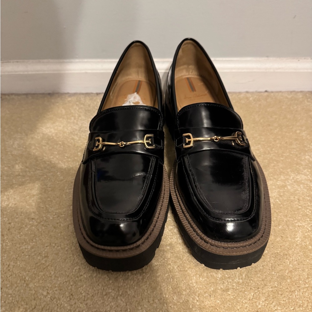 Sam Edelman Women’s Black Loafers with Gold Accent